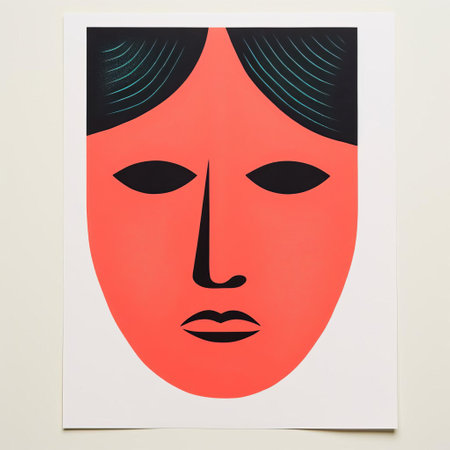 the man in this minimalist screenprint illustration gazes out with a subtle intensity, his features distilled to bold lines and vibrant colors, reminiscent of a risograph print, creating a striking portrait that showcases the beauty of simplicity in modern art and graphic design. ai generatedの素材