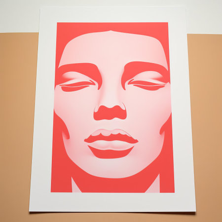 the man, depicted in a minimalist screenprint illustration, gazes out with a subtle intensity, his features simplified yet expressive, printed in a vibrant risograph style that adds a tactile quality to this striking portrait of a male head, perfect for art enthusiasts and design lovers. ai generatedの素材