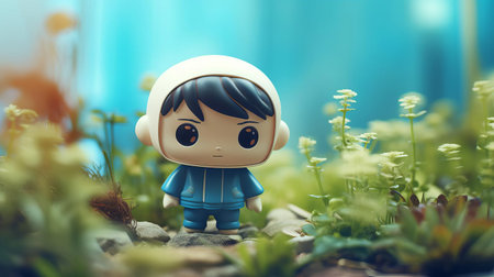 the zweifel, a whimsical swiss pastry, is beautifully captured in a studio ghibli-inspired illustration, featuring a smooth rubber material texture, set against a bright baby cyan background, with a tilt-shift photography effect and subtle ambient occlusion, evoking a sense of wonder and nostalgia. ai generatedの素材