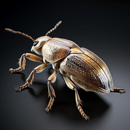 the click beetle, a fascinating insect species, is showcased in stunning 3d realism on a transparent background, highlighting its intricate body structure, vibrant color patterns, and distinctive elytra, providing an up-close look at this nocturnal predator's remarkable features, commonly found in forests and woodlands. ai generatedの素材
