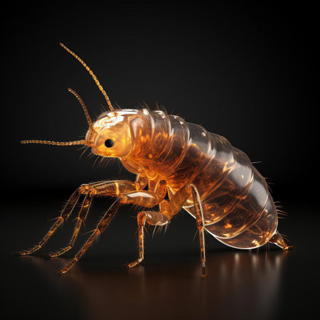 the springtail, a tiny insect belonging to the order collembola, is showcased in stunning 3d realism on a transparent background, highlighting its delicate features, including its elongated body, antennae, and distinctive spring-like tail, often found in moist environments and soil ecosystems. ai generatedの素材