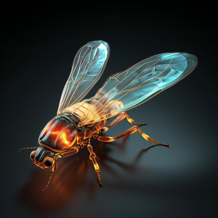 the firefly, also known as a lightning bug, is showcased in stunning 3d realism on a transparent background, highlighting its intricate details, vibrant green and yellow body, and delicate wings, capturing the essence of these bioluminescent insects that light up the summer nights with their mesmerizing glow. ai generatedの素材