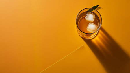 the whiskey sour's intricately patterned surface is showcased in this top view, set against a rich olive background, providing ample empty copy space for creative text or design elements, perfect for cocktail enthusiasts, mixologists, and food bloggers to highlight their recipes or reviews. ai generatedの素材