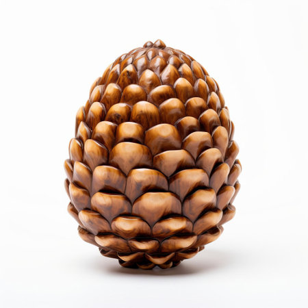 the sugar apple, a stunning handmade wooden replica, sits proudly on a crisp white background, showcasing its intricate details and lifelike texture, perfect for food stylists, photographers, and woodwork enthusiasts seeking unique props and decorative pieces for their creative projects. ai generatedの素材
