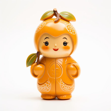 the handmade wood satsuma figurine, crafted with precision and care, stands proudly on a pristine white background, showcasing its intricate details and natural wood grain, evoking a sense of traditional japanese artistry and elegance, perfect for collectors of unique wooden ornaments and decorative pieces. ai generatedの素材