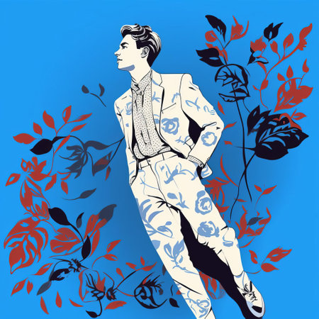 the gentleman, rendered in exquisite detail, exudes elegance and sophistication, reminiscent of cecil beaton's iconic portraits, with digitally drawn expressionist lines on a wacom tablet, evoking the vibrant style of matisse, in a striking white and sky blue palette, presented in stunning 32k super-resolution uhd quality. ai generatedの素材