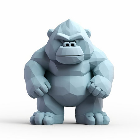gorilla toy model, designed for little children's playtime, features a cute and simplistic low-fi ar 1:1 full-body design, perfectly posed on a clean white isolated background, ideal for kids' imaginative adventures and educational learning experiences. ai generatedの素材