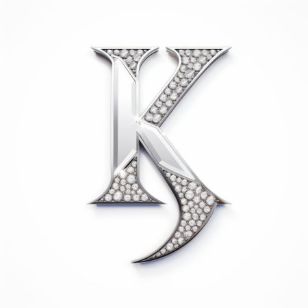 the kappa prime logo, a luxurious lettermark adorned with rhinestones, shines brightly in a vector simple design inspired by the opulent style of jimmy choo, set against a crisp white isolated background, perfect for fashion and luxury brand identities. ai generatedの素材