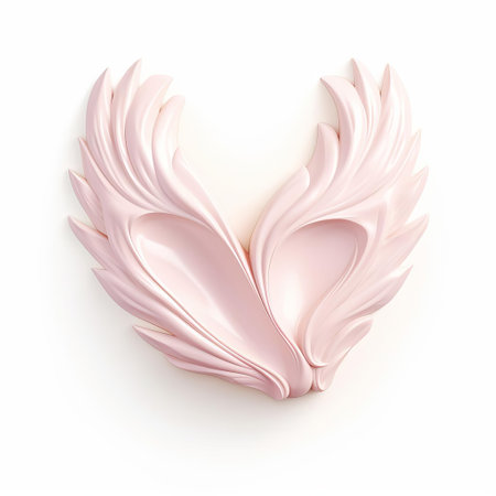 butterfly perches delicately on a pristine white background, showcasing its striking cream-colored body adorned with pale pink and black wings, featuring intricate veins and subtle shading, creating a mesmerizing contrast against the pure white surroundings, perfect for nature enthusiasts and photography lovers. ai generatedの素材