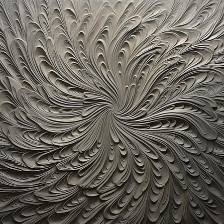 the abstract artwork features a mesmerizing taupe hue with a textured, impasto finish, radiating an intense energy from its central focal point, surrounded by subtle, irregular patterns that blend seamlessly into the background, evoking a sense of dynamic movement and visual intrigue. ai generatedの素材