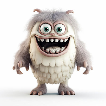 the 3d monster, a fearsome creature with razor-sharp claws and teeth, stands tall against a pristine white background, its vibrant green skin glistening in the light, showcasing its intimidating full-body physique, perfect for fantasy and horror-themed designs and digital art projects. ai generatedの素材