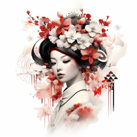 cherry blossoms, a quintessential symbol of japonism, delicately unfold against a pristine white background, evoking a sense of serenity and tranquility, while their soft pink hues and intricate details pay homage to the beauty of japanese culture and its profound influence on western art. ai generatedの素材