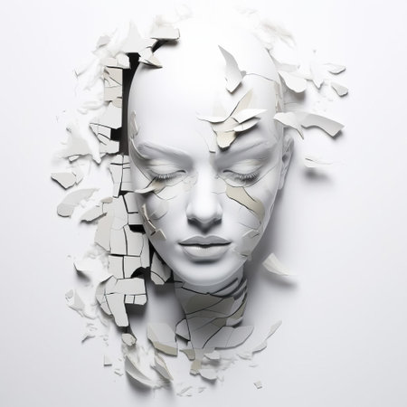 the painting showcases a mesmerizing display of divisionism, a technique characterized by small dots of color, on a pristine white background, evoking a sense of modernity and futurism, reminiscent of the pointillist movement, with its intricate patterns and vibrant hues. ai generatedの素材