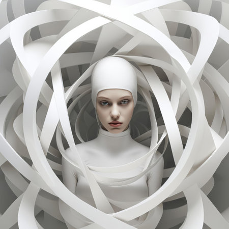 the precisionism artwork stands out against a pristine white background, showcasing its intricate details and geometric shapes, evoking a sense of modernity and futurism, while the monochromatic setting highlights the artist's attention to precision and minimalist aesthetic. ai generatedの素材