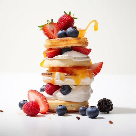 fresh food stands out against a simplistic white background in this mouthwatering photo, showcasing the vibrant colors and textures of the dish, perfect for food bloggers, culinary enthusiasts, and anyone looking for inspiration for their next meal or snack. ai generatedの素材