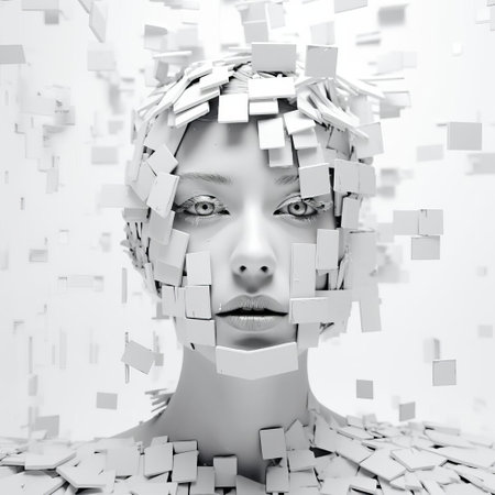 video art installations suspended in a pristine white background, showcasing mesmerizing digital visuals and abstract patterns, perfect for modern art exhibitions, futuristic interior designs, and avant-garde visual displays, evoking emotions and sparking creativity. ai generatedの素材