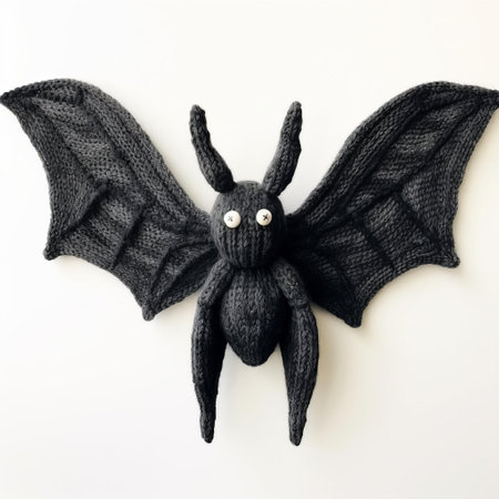 the mothman, a legendary creature from west virginia folklore, is beautifully depicted in this stunning photograph, showcasing its intricately knitted body in exquisite detail against a crisp white background, highlighting its mythical wings and mysterious gaze. ai generatedの素材