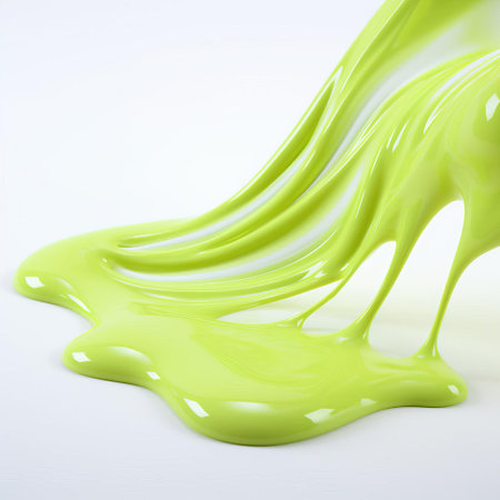 slime oozes its way across a pristine white background, showcasing its vibrant green color and mesmerizing texture, perfect for kids' play and diy slime-making projects, offering a fun and creative outlet for children's imagination and sensory exploration. ai generatedの素材