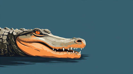 the caiman, a small alligator-like reptile, is majestically posed against a minimalist background, showcasing its scaly skin and powerful jaws, highlighting its prehistoric features in a modern and sleek setting, perfect for wildlife enthusiasts and photography lovers alike. ai generatedの素材