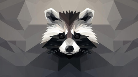raccoon, with its distinctive black and white markings, sits calmly in front of a clean minimalist background, showcasing its adorable features and curious nature, perfect for wildlife enthusiasts and fans of forest animals, adding a touch of simplicity and elegance to any design or presentation. ai generatedの素材