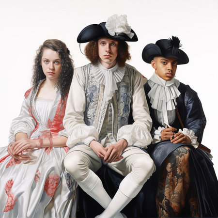 young british artists pose confidently against a pristine white background, exuding creativity and innovation, showcasing their avant-garde style and contemporary artistry, reminiscent of the iconic yba movement that revolutionized the art world in the 1990s. ai generatedの素材