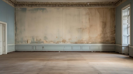 the abandoned room, stripped bare of furniture and decor, stands as a blank canvas awaiting a much-needed renovation, its peeling walls, creaky floorboards, and outdated fixtures crying out for a fresh coat of paint, new flooring, and modern amenities to bring it back to life. ai generatedの素材