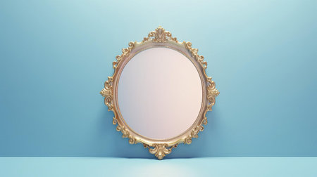 the mirror, positioned centrally on a solid white background, provides ample copy space for creative text or image overlays, ideal for beauty, fashion, or lifestyle advertisements, and also suitable for social media posts or blog headers. ai generatedの素材