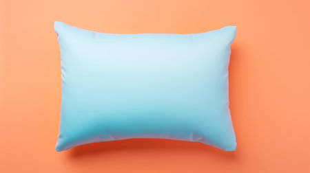 a plush pillow rests serenely on a solid background, providing ample copy space for creative text or design elements, perfect for interior design, home decor, or bedding advertisements, evoking feelings of comfort, relaxation, and tranquility. ai generatedの素材