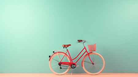 a sleek bike stands alone on a solid white background, providing ample copy space for creative text or design elements, perfect for advertising or promotional materials, highlighting the beauty of the bicycle's design and sleek lines. ai generatedの素材