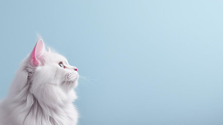 adorable cat sitting comfortably on a solid background, providing ample copy space for creative text or design elements, perfect for pet lovers, animal enthusiasts, and graphic designers seeking high-quality images for commercial or personal use. ai generatedの素材