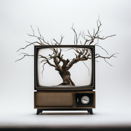 the tv stands out against a simplistic white background in this minimalist photo, showcasing the sleek design and modern features of the device, perfect for a living room or entertainment setup, highlighting the importance of clean aesthetics in home decor. ai generatedの素材
