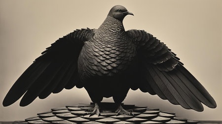 the pigeon, a captivating film still, showcases the artistic vision of karl blossfeldt, a renowned german photographer, highlighting the intricate details and textures of natural forms, blending art and science in a unique botanical photography style that inspires nature lovers and art enthusiasts alike. ai generatedの素材