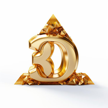 "anniversary decoration featuring a stunning 3d number three on a pristine white isolated background, perfect for commemorating a special third year milestone, whether it's a wedding, business, or personal achievement, this eye-catching visual element adds a touch of elegance and sophistication to any design or celebration.", ai generatedの素材