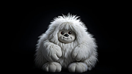 the toy's design is reminiscent of a cartoon character, with a rounded body and limbs, adding to its whimsical appeal, perfect for kids' playtime and imaginative games, while the black background serves to accentuate the toy's features, creating a striking contrast that highlights its vibrant colors and intricate details. ai generatedの素材