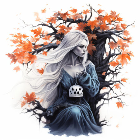 october, a vibrant autumn month, is beautifully captured in this stunning photograph set against a crisp white background, showcasing the season's iconic symbols, including fallen leaves, acorns, and twigs, evoking feelings of coziness and warmth on a chilly fall day. ai generatedの素材