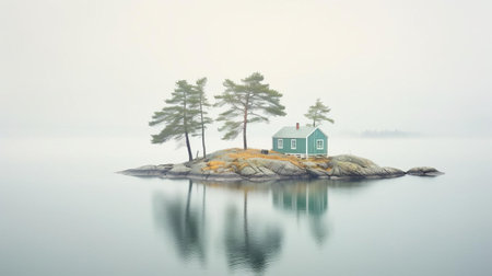 the archipelago stretches across the turquoise waters, a serene landscape of lush green islands and coral reefs, captured in breathtaking detail by photographer akos major, showcasing the beauty of tropical paradises and exotic getaways, perfect for travel enthusiasts and nature lovers alike. ai generatedの素材