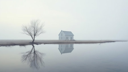 the fen, a rare and unique type of wetland ecosystem, is beautifully captured in this stunning photograph by akos major, showcasing its lush green vegetation, tranquil atmosphere, and intricate network of waterways, highlighting the importance of conservation and preservation of these fragile environments. ai generatedの素材