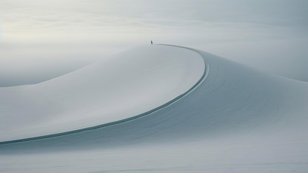 slopes majestically stretch towards the horizon, blanketed with a thick layer of powdery snow, inviting skiers and snowboarders to carve their paths down the mountain, surrounded by towering evergreen trees and a serene winter wonderland atmosphere. ai generatedの素材