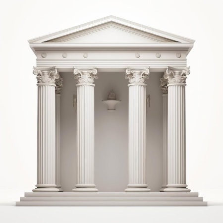 the architectural column, a symbol of neoclassicism, stands elegantly on a pristine white isolated background, showcasing its ornate details and subtle curves, evoking a sense of sophistication and refinement, perfect for designs requiring a touch of classic elegance and simplicity. ai generatedの素材
