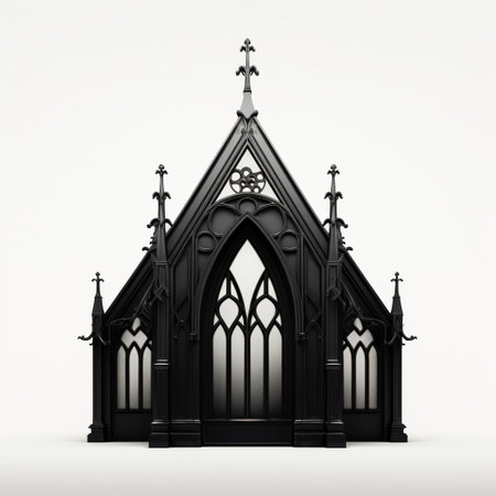 the gothic arch, a striking architectural element, stands out against a crisp white isolated background, showcasing its intricate details and ornate carvings, perfect for design inspiration, art projects, and historical references, evoking a sense of mystery and elegance in modern minimalism. ai generatedの素材
