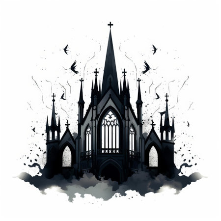 the gothic arch, a stunning architectural element, stands out against a crisp white isolated background, showcasing its intricate details and ornate design, perfect for use in interior design, architecture, and art projects, evoking a sense of mystery and elegance. ai generatedの素材