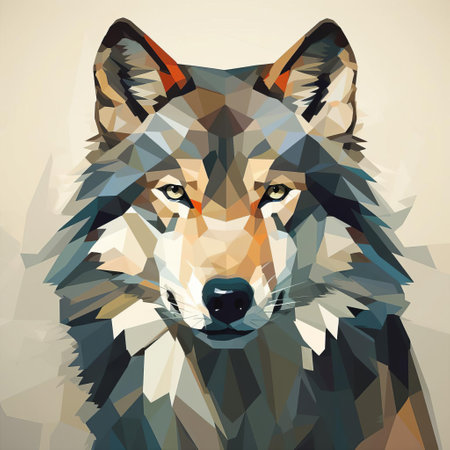 the wolf, a majestic and powerful predator, is depicted in a stunning flat illustration, showcasing its sharp features, piercing eyes, and thick fur, set against a simple yet striking background, evoking a sense of wildness and freedom in the natural world of wildlife and animal lovers. ai generatedの素材