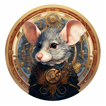 the mouse, depicted in a flat illustration style, is showcased in its entirety, highlighting its tiny features and adorable expression, perfect for digital designs, graphics, and websites requiring cute and minimalist rodent representations, ideal for computer and technology-related themes. ai generatedの素材