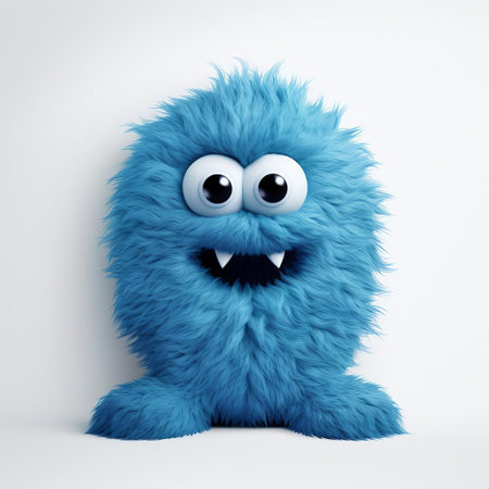 the vibrant blue monster proudly holds a bold, uppercase letter e on a crisp white background, creating a fun and playful visual contrast that's perfect for educational materials, alphabet learning, and children's illustrations, evoking a sense of imagination and creativity. ai generatedの素材