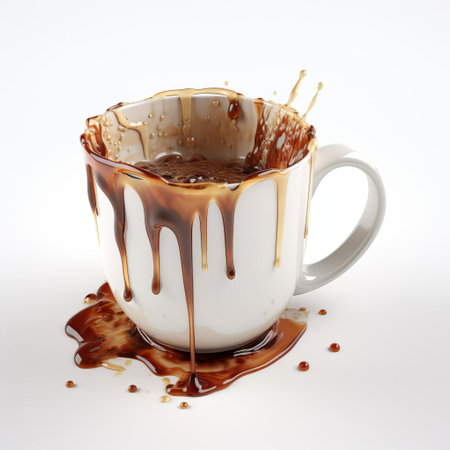 the 3d cup, rendered in exquisite detail, sits elegantly on a pristine white background, showcasing its sleek design and vibrant colors, perfect for product visualization, advertising, and e-commerce applications, highlighting the beauty of modern tableware and kitchen accessories. ai generatedの素材