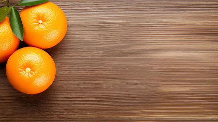 the orange, a vibrant and juicy citrus fruit, sits prominently on a rustic wood table, its peel glistening in the light, surrounded by subtle wood grain patterns, evoking feelings of warmth and coziness, perfect for a still life photography or a healthy snack inspiration. ai generatedの素材