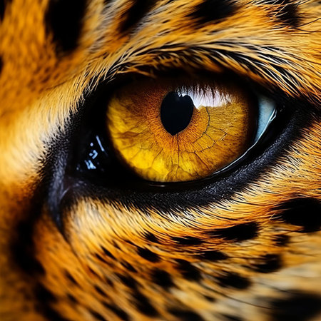 the leopard's majestic spots take center stage in this vibrant animal print, surrounded by lush greenery and exotic foliage, evoking the wild beauty of the african savannah, perfect for adding a touch of wild sophistication to any room's decor with its bold and playful pattern. ai generatedの素材