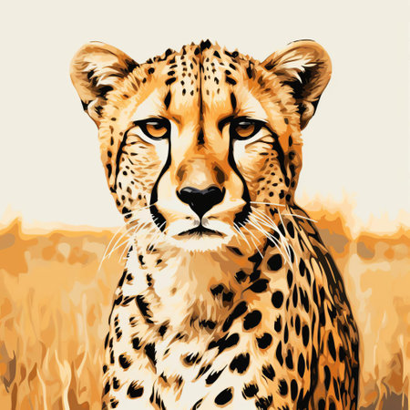 the cheetah print features a stunning pattern of golden yellow and dark brown spots on a creamy white background, evoking the majestic and agile predator's fur, perfect for adding a touch of wild elegance to fashion, home decor, and accessories, inspired by african savannah landscapes. ai generatedの素材