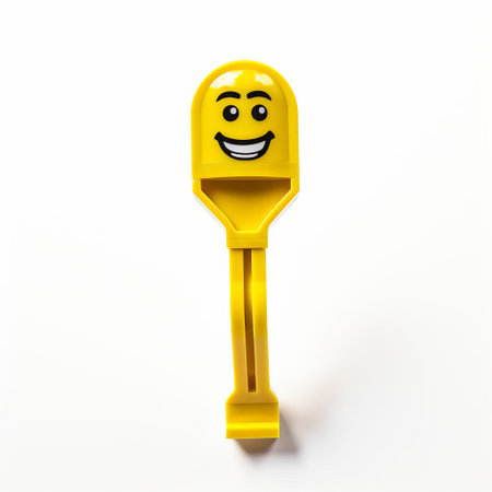 the lego spoon, standing upright on a pristine white background, showcases its vibrant colors and intricate design, highlighting the creativity and imagination that goes into building with these iconic interlocking bricks, perfect for fans of lego art and miniature sculptures. ai generatedの素材