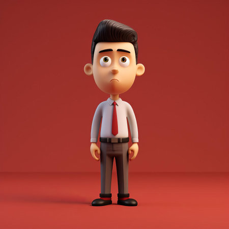 kevin, a simple yet charming minimalist 3d character, stands out against a clean white background, showcasing his sleek design and bold colors, perfect for illustrations, animations, and digital art projects requiring a modern and stylized aesthetic. ai generatedの素材
